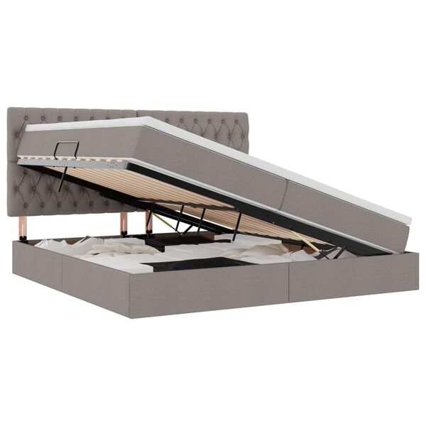 vidaXL F&ouml;rvaringss&auml;ng med LED med madrass Taupe 200 x 200 cm Polyester