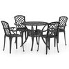 vidaXL Caf&eacute;set 5 delar gjuten aluminium svart