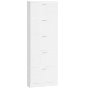 vidaXL Skosk&aring;p vit h&ouml;gglans 59x17x169 cm konstruerat tr&auml;