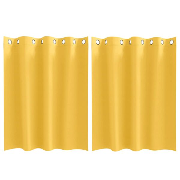 vidaXL M&ouml;rkl&auml;ggningsgardiner med Ringar 2 pcs Senapsgul 140 x 140 cm
