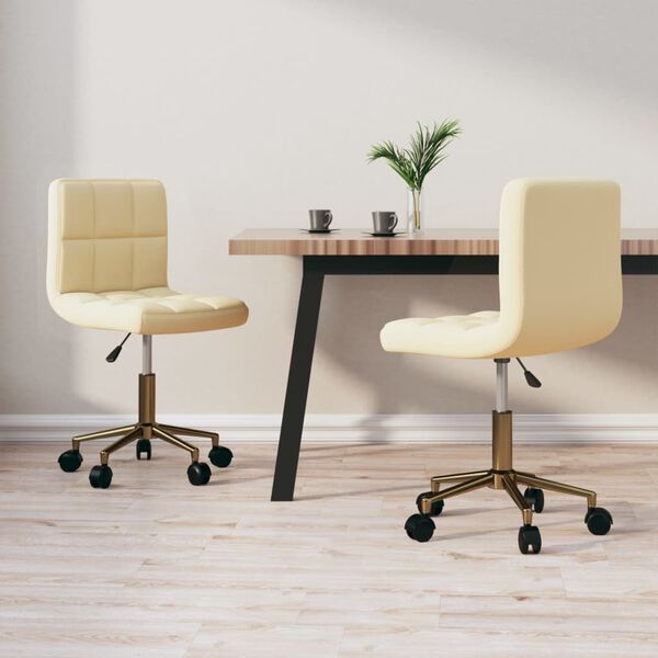 vidaXL Snurrbara matstolar 2 st gr&auml;ddvit sammet