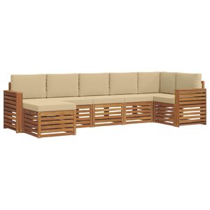 vidaXL Soffgrupper 7 pcs Naturlig och Beige Massivt Akaciatr&auml;