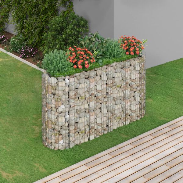 vidaXL Planteringsgabion galvaniserat j&auml;rn 190x50x100 cm
