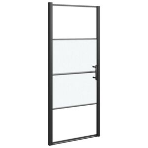 vidaXL Duschd&ouml;rr 81x195 cm halvfrostat h&auml;rdat glas svart