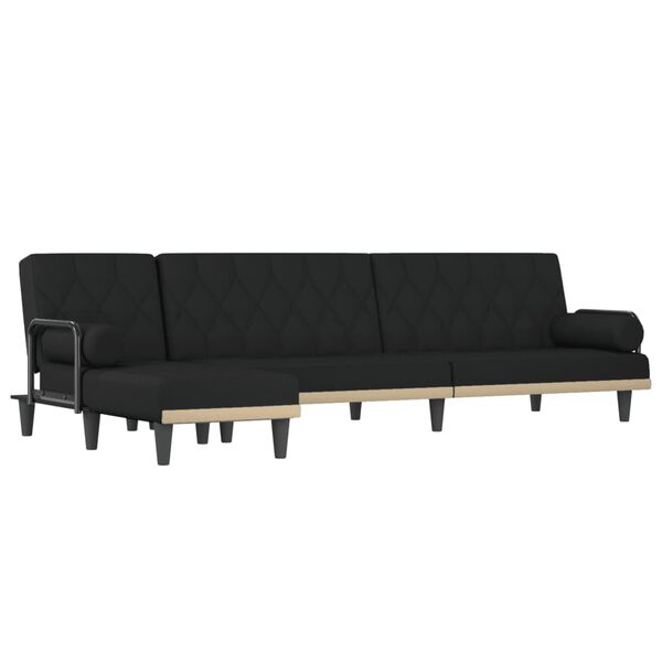 vidaXL L-formad b&auml;ddsoffa svart 260x140x70 cm tyg