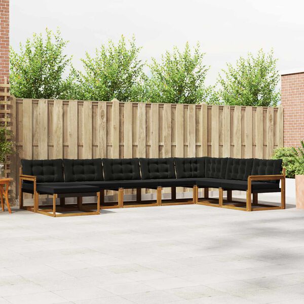 vidaXL Utomhussoffset 24 pcs Naturlig och svart Massivt Akaciatr&auml;