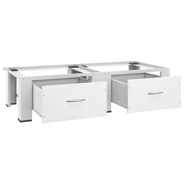 vidaXL Dubbel förhöjningssockel för tvättmaskin torktumlare lådor vit