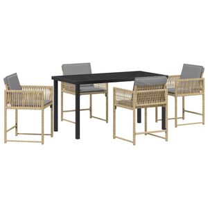 vidaXL Tr&auml;dg&aring;rdsm&ouml;belset 5 pcs Beige konstrotting