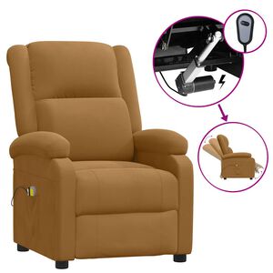 vidaXL Elektrisk massagef&aring;t&ouml;lj brun sammet