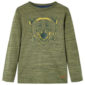 T-shirt med l&aring;nga &auml;rmar f&ouml;r barn khaki melange 104