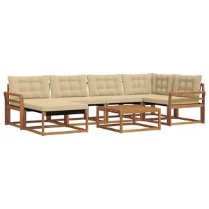 vidaXL Utomhussoffset 19 pcs Naturlig och Beige Massivt Akaciatr&auml;