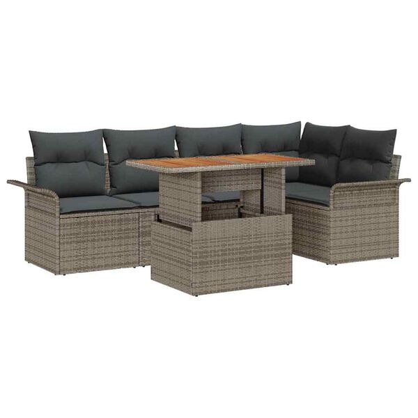 vidaXL Tr&auml;dg&aring;rdsoffset med kudde 6 pcs Gr&aring;