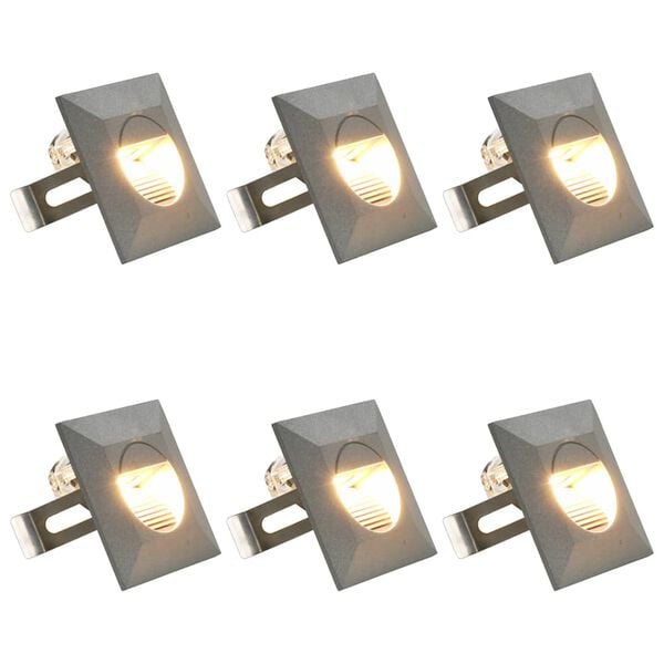 vidaXL Utomhusvägglampa LED 6 st 2 W silver fyrkantig