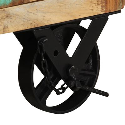 vidaXL Sängbord med hjul 40x30x57 cm massivt återvunnet trä