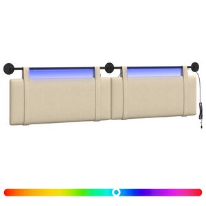 vidaXL H&auml;ngande s&auml;nggavel Med LED-lampa Gr&auml;ddvit Tyg