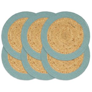vidaXL Bordstabletter 6 st naturlig och gr&ouml;n 38 cm jute och bomull
