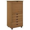 vidaXL Rullande sk&aring;p 53 x 39 x 103 cm Massiv furu Honung brun