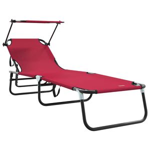 vidaXL Hopfällbar solstol med kudde 1-person Röd 56 x 190 x 81cm tyg