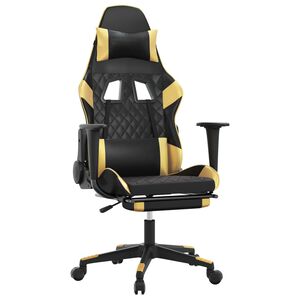 vidaXL Gamingstol med fotst&ouml;d svart och guld konstl&auml;der