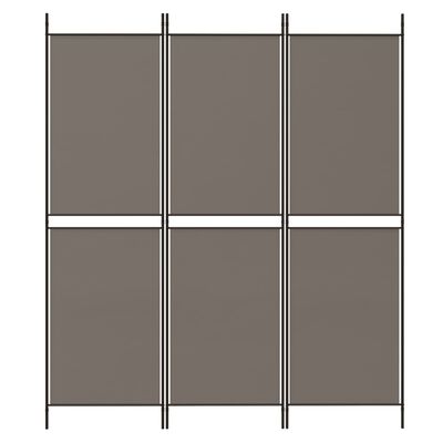 vidaXL Rumsavdelare 3 paneler antracit 150 x 200 cm tyg