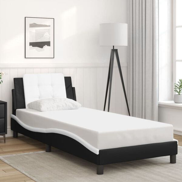 vidaXL Bed Frame without Mattress "Zadar" Black and White 90x190 cm Faux Leather