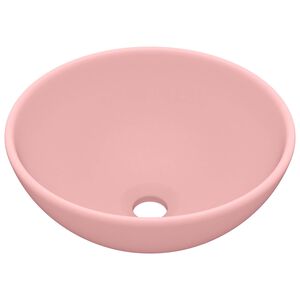 vidaXL Lyxigt runt handfat matt rosa 32,5x14 cm keramik