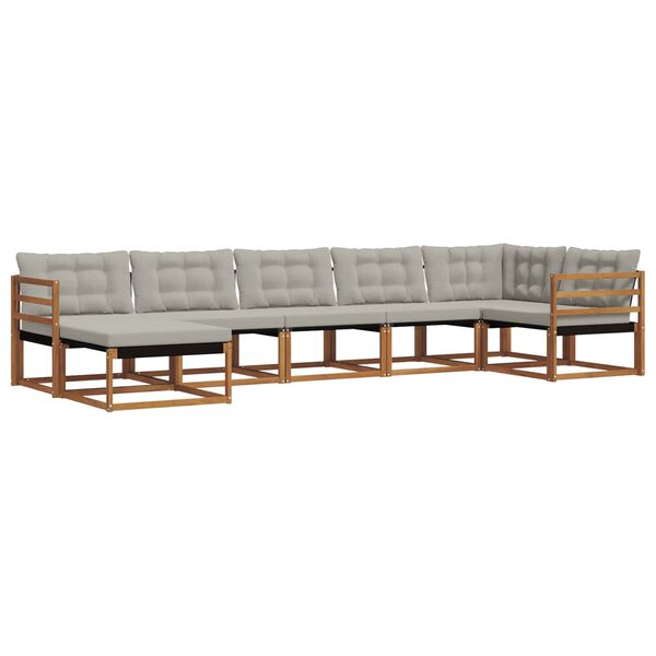 vidaXL Utomhussoffset 7 pcs Naturlig och Ljus Gr&aring; Massivt Akaciatr&auml;