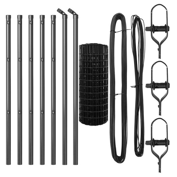 vidaXL St&auml;ngsel med stolpe Gr&aring; 0,4 x 10 m St&aring;l och PVC