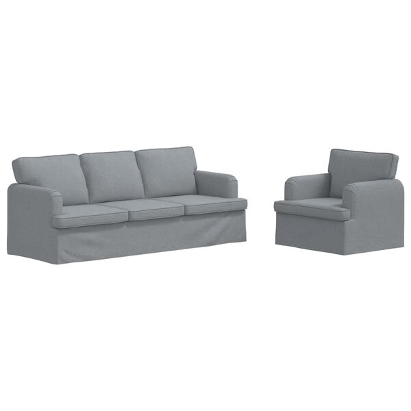 vidaXL Soffa 2 pcs Ljusgr&aring; 144 x 80 x 85 cm tyg