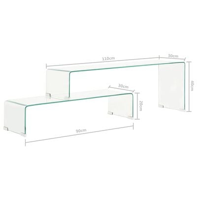 vidaXL Soffbord 2 delar 90x30x20/110x30x40 cm härdat glas