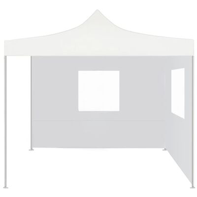 vidaXL Hopfällbart partytält med 2 sidoväggar 2x2 m stål vit