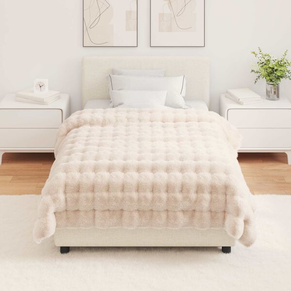 vidaXL Faux Kaninp&auml;ls Filt Olite Beige 130 x 150 cm Polyester