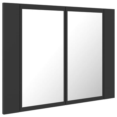 vidaXL Spegelskåp med LED grå 60x12x45 cm akryl
