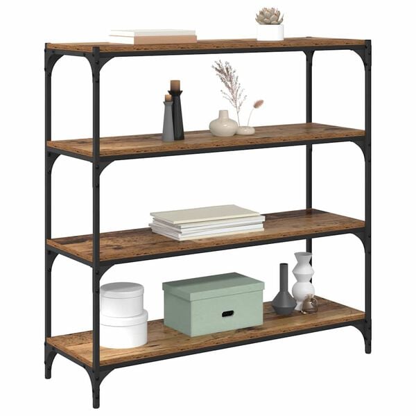 vidaXL Boksk&aring;p Gammalt tr&auml; 100 x 33 x 100 cm Konstruerat tr&auml; och j&auml;rn