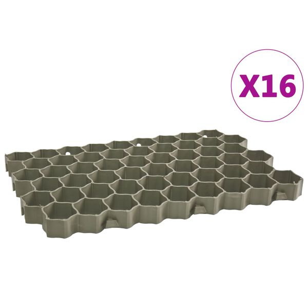 vidaXL Gräsarmering 16 st grön 60x40x3 cm plast