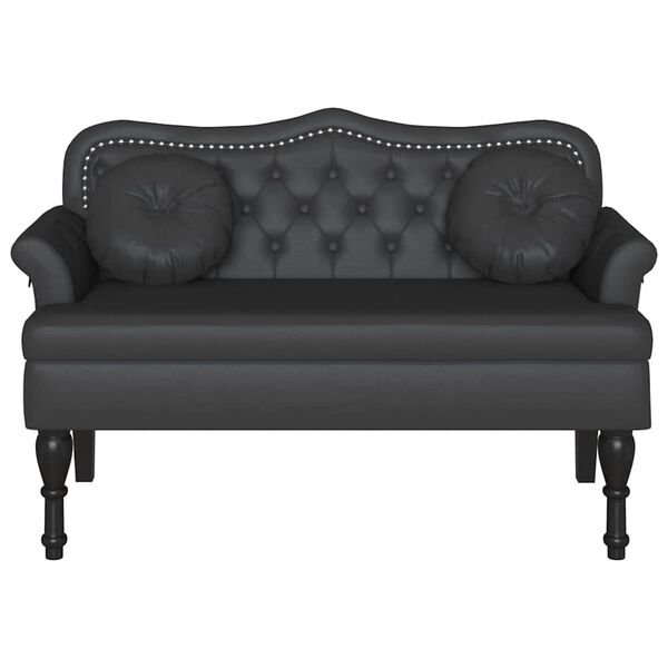 vidaXL Chesterfield B&auml;nk med kudde Svart 120,5 x 65 x 75 cm Konstl&auml;der