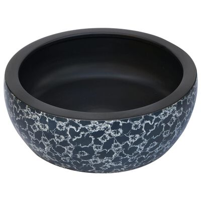 vidaXL Handfat svart och blå rund Φ41x14 cm keramik