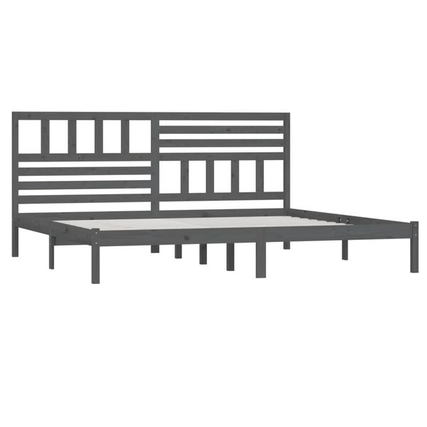 vidaXL Sängram grå massiv furu 200x200 cm