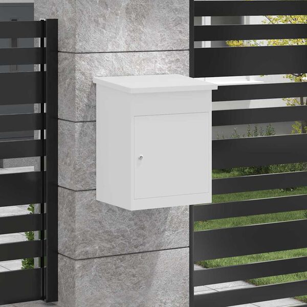 vidaXL Paketbox med lagring med d&ouml;rr Vit 47.5 x 38 x 59 cm St&aring;l