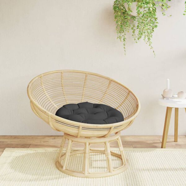 vidaXL Rund dyna svart &Oslash; 60 x11 cm oxfordtyg