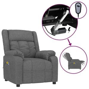 vidaXL Elektrisk massagef&aring;t&ouml;lj m&ouml;rkgr&aring; tyg