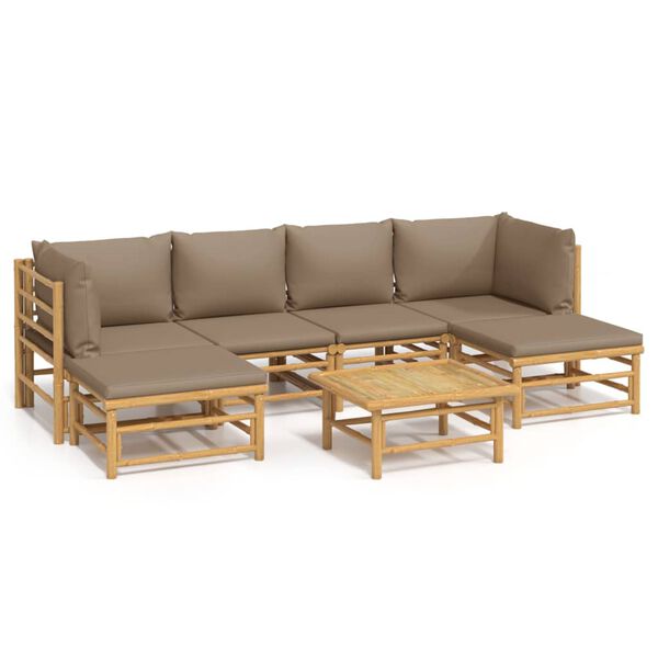 vidaXL Loungegrupp 7 delar taupe dynor bambu