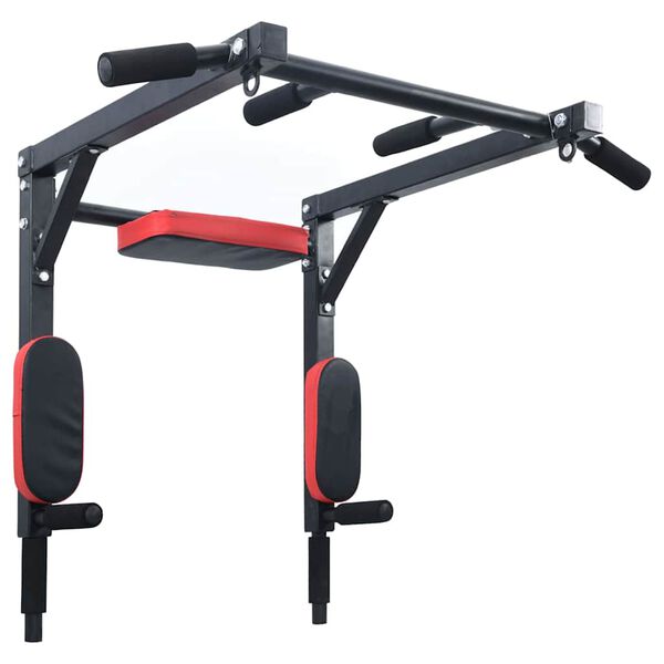 VidaXL Pull Up Bar Dip Station Svart och Röd 89 x 59 x 70 cm