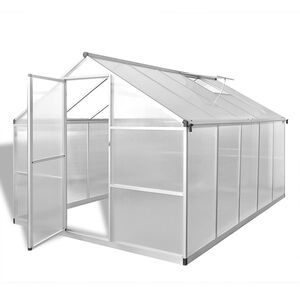 vidaXL V&auml;xthus i f&ouml;rst&auml;rkt aluminium med basram 7,55 m&sup2;
