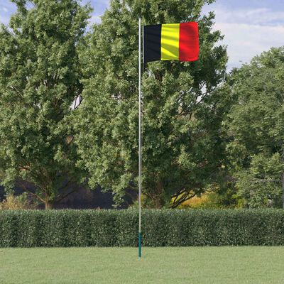 vidaXL Belgiens flagga och flaggstång 6,23 m aluminium