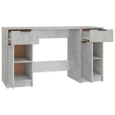 vidaXL Skrivbord med sidoskåp betonggrå konstruerat trä