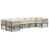 vidaXL Loungegrupp 7 delar med dynor antracit konstrotting