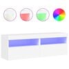 vidaXL V&auml;ggmonterad tv-b&auml;nk LED 2 st vit 60x30x40 cm