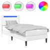 vidaXL S&auml;ngram med LED-ljusslingor Vit 80 x 200 cm Konstl&auml;der
