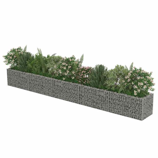 vidaXL Planteringsgabion upph&ouml;jd galvaniserat st&aring;l 450x50x50 cm